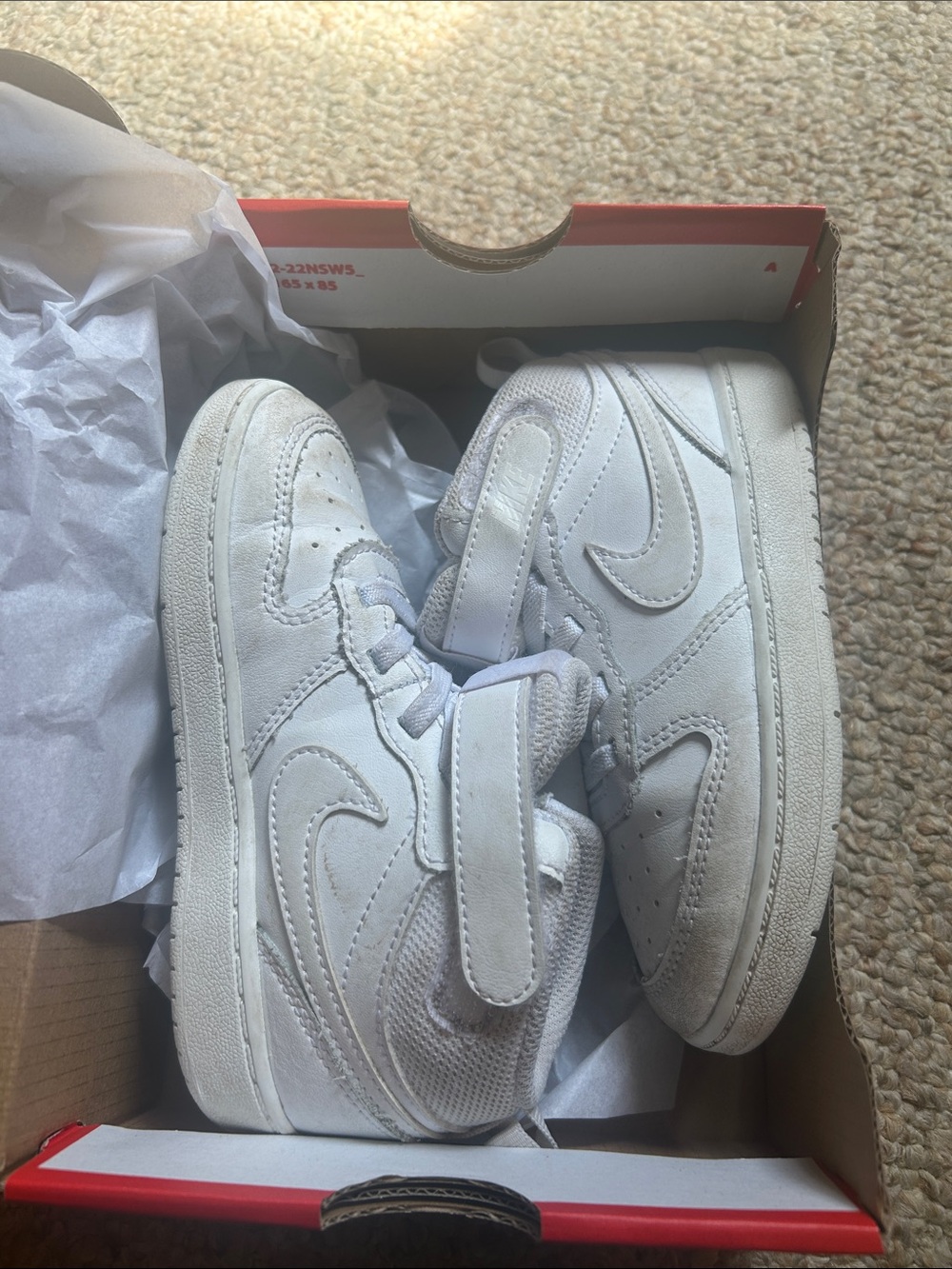 Nike Kids White High-Top Sneakers with Hook-and-Loop Strap